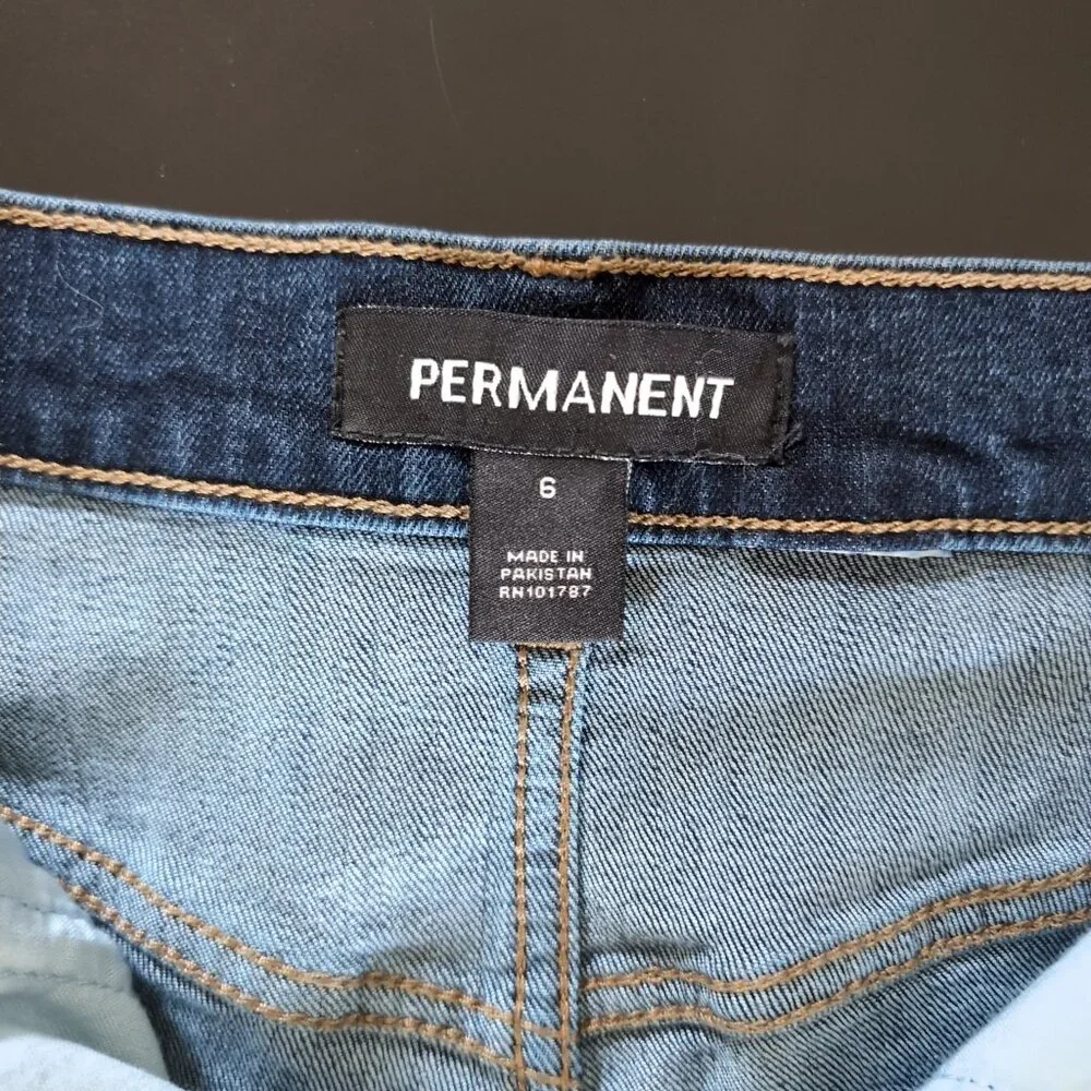 EUC Permanent Wide Leg Crop Jeans Women's Size 6 Dark Wash Whiskered - Picture 4 of 8